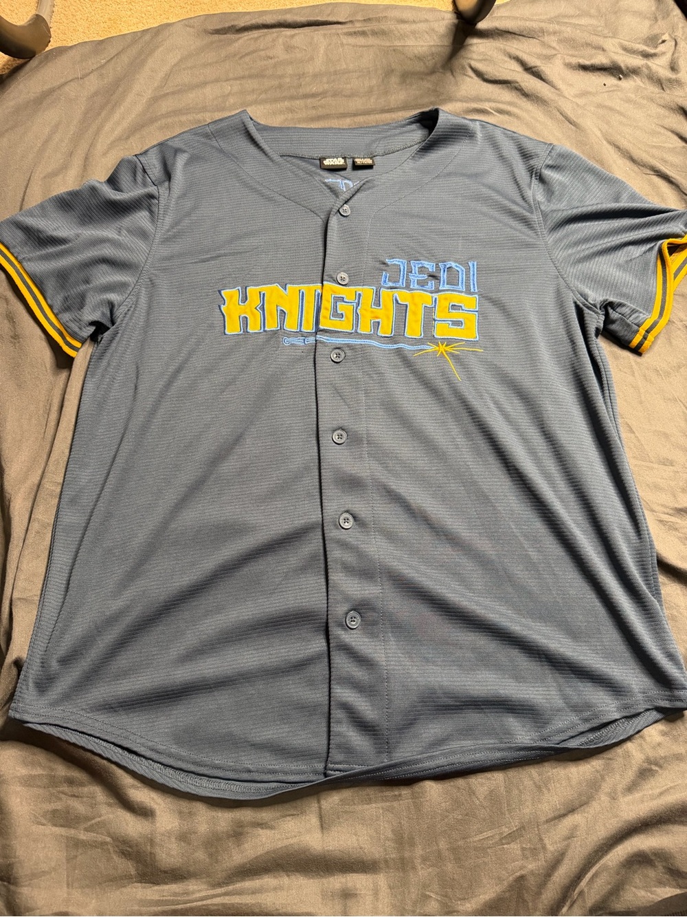 Star Wars Gray-Blue Jersey with Yellow 'Knights' Graphic